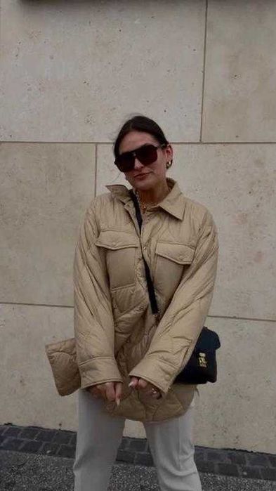 Куртка сорочка zara жіноча бежева