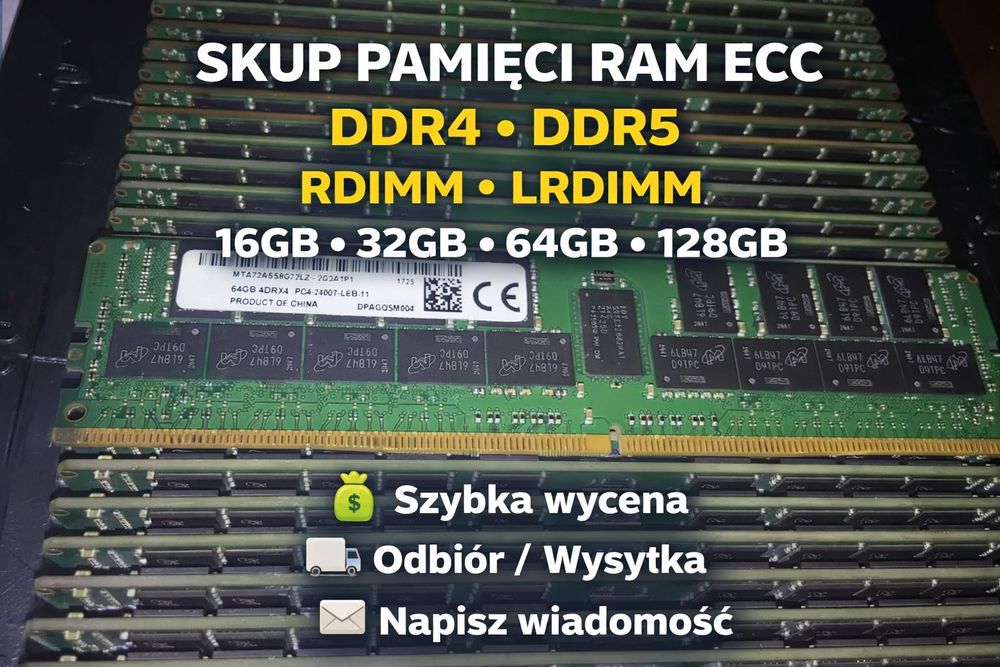 Skup pamięci serwerowe RAM ddr4 ECC /DDR5 Hurt