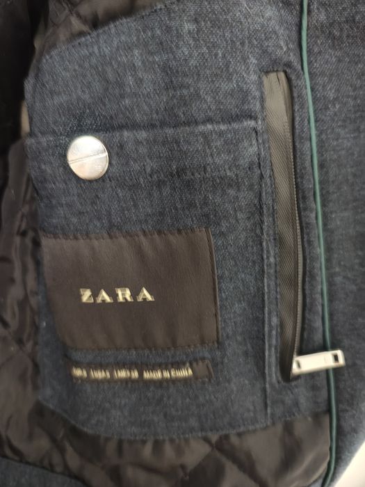 Sobretudo Overcoat Azul Marinho gola alta Zara Man S (38)