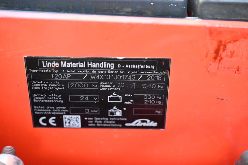 Paleciak elektryczny Linde T20 AP 2018 rok Rydwan 2000kg  FHP 463