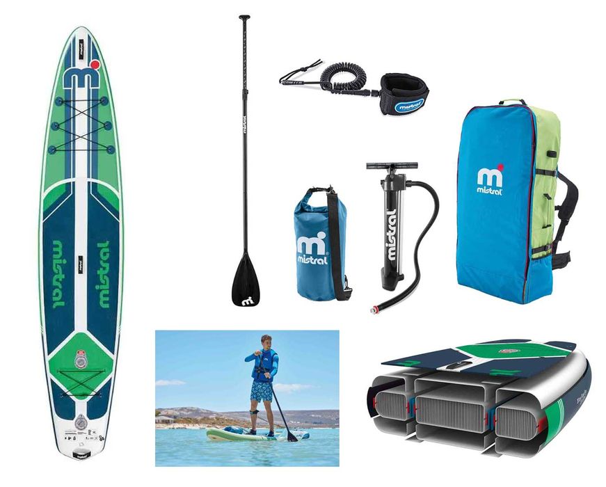 MISTRAL Deska SUP Touring 12"8 pompowana 2xko 386cm szybka ZESTAW NOWA