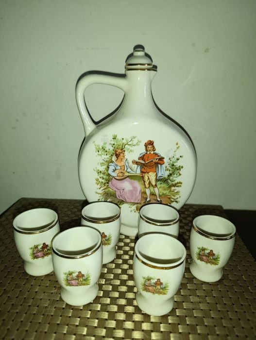 Kieliszki i karafka komplet porcelanowy Wiedeńska Miłość