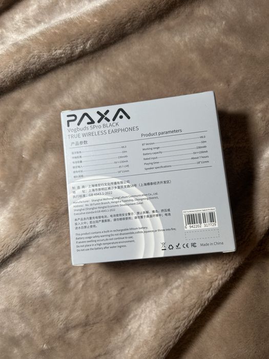 Słuchawki bezprzewodowe PAXA Vogbuds5ProAI Bluetooth z uchwytem na ucho – czarne