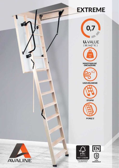 Schody strychowe ULTRA CIEPŁE 0,7W/m2k Extreme