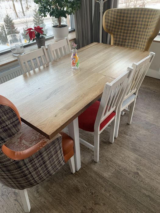 Stół z blatem dębowym 80x80