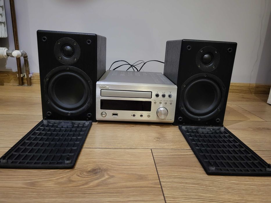 Wieża mini Denon M38 srebrna + 2xgłośniki M37 czarne