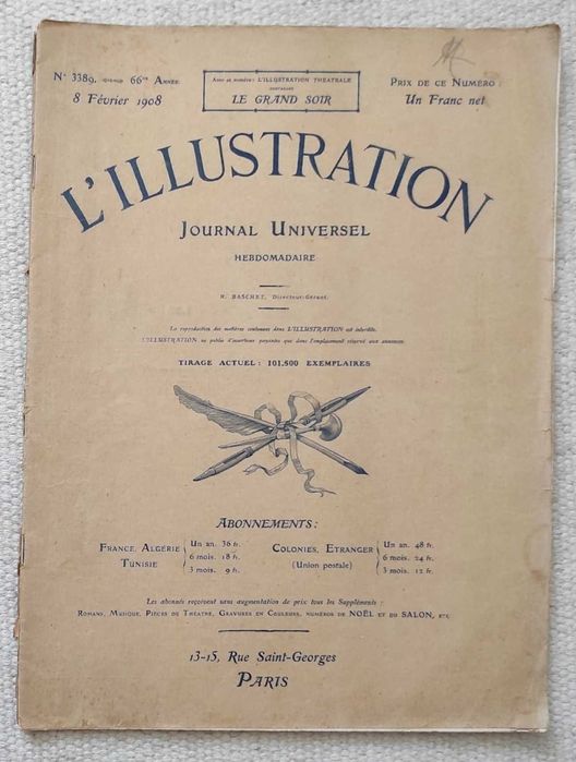 Revista L’Illustration, nº 3389, de 8 fevereiro 1908