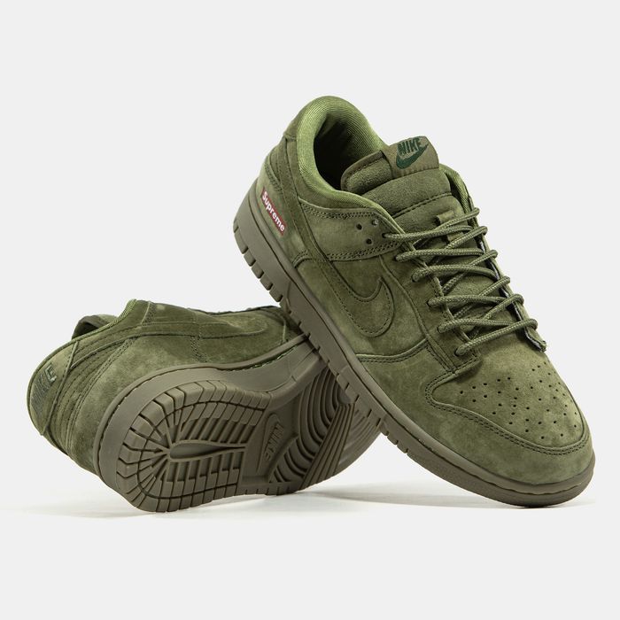 Кросівки КроссовкиNike SB Dunk Low x Supreme khaki Green Зелёный Зелений Хаки Хакі Кросовки повсякденні