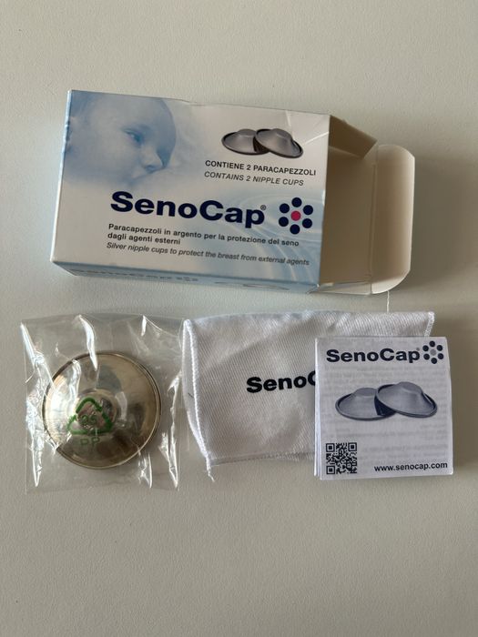 Conchas de prata para amamentação.