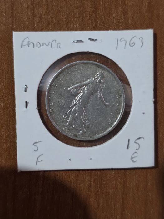Moeda francesa de 5 francos do ano de 1963