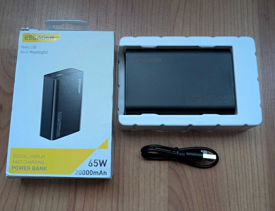 Павербанк Essager 20000mAh – PD 65W для ноутбука, телефона, планшета