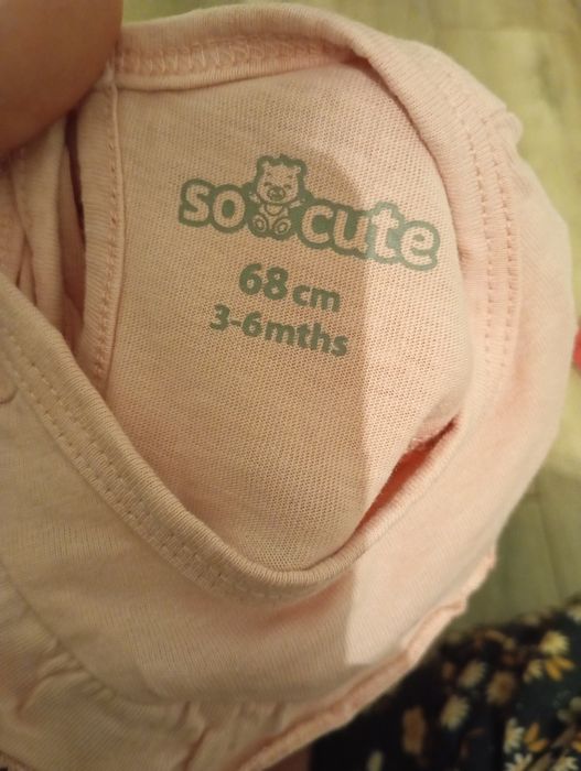 Body bawełniane z długim rękawem 68 z falbanką