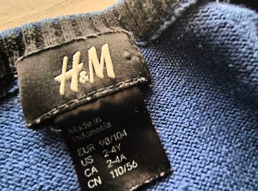 H&M * sweter granatowy minka emotka * 98/104