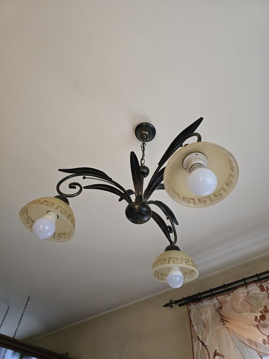 Zestaw lamp stojące i sufitowe postarzane złoto