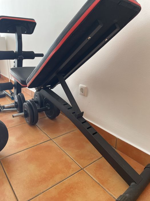 Banco musculação e conjunto pesos