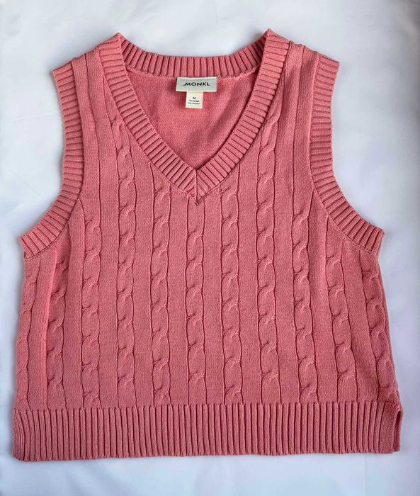 Sweter kamizelka swetrowa Monki 100% bawełna cotton różowy