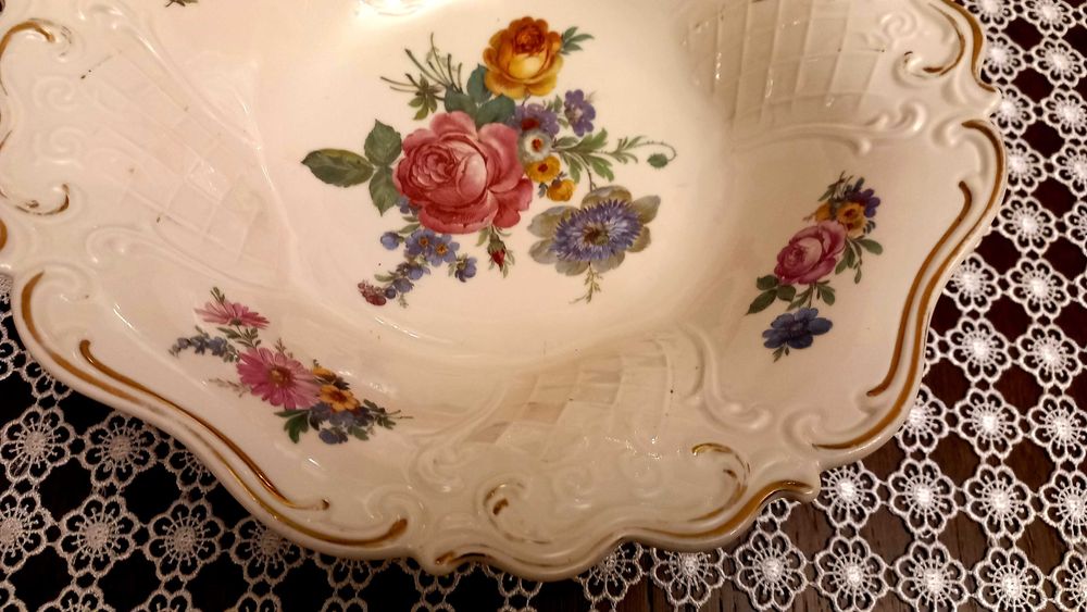 Stara porcelana Rosenthal Reichenbach misa złocona patera na stopach
