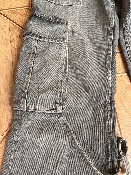 Жіночі карго джинси zara 34 розмір xs-s з кишенями широкі сірі