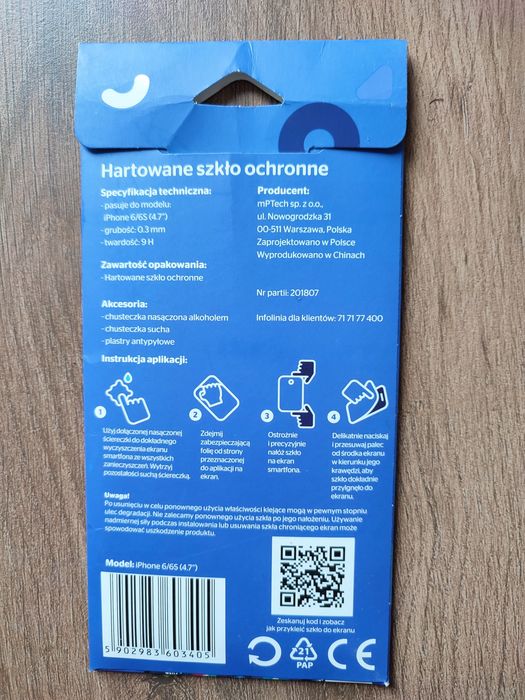 Hartowane szkło ochronne do iPhone6/6S (4,7")
