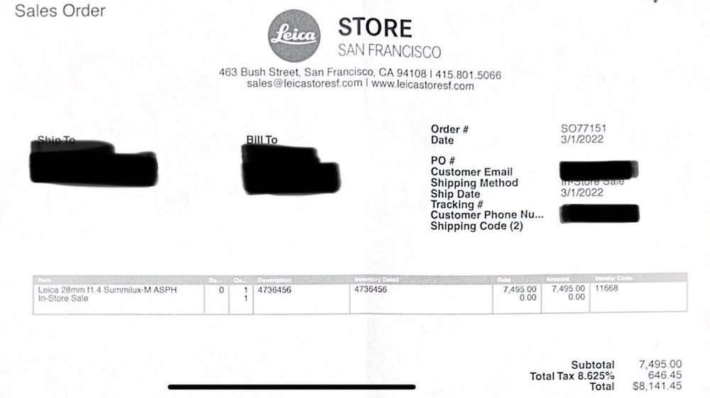 Leica Summilux-M 28mm f/1.4 Aspherical Lens - Preto