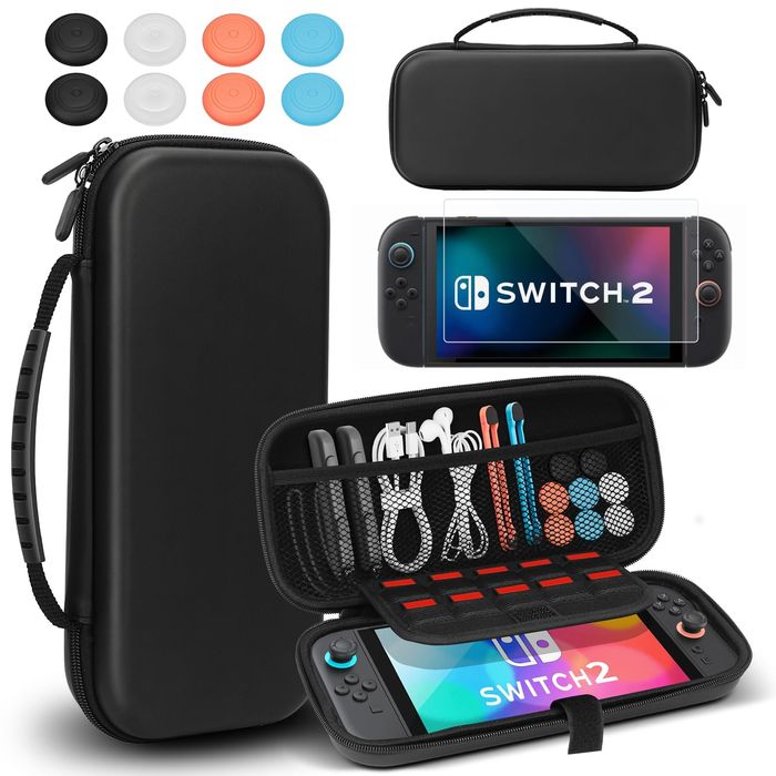 Nintendo Switch 2 Case - Hard EVA - 10 Game Slots Black