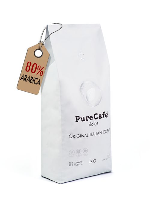 Кофе PureCafe Dolce, зерно, 80% Арабики/20% Робусты, Италия, 1кг