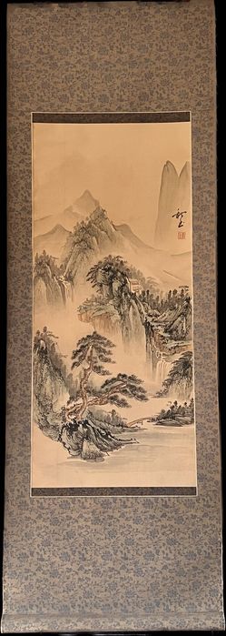 Stara akwarela japońska jedwab kakemono