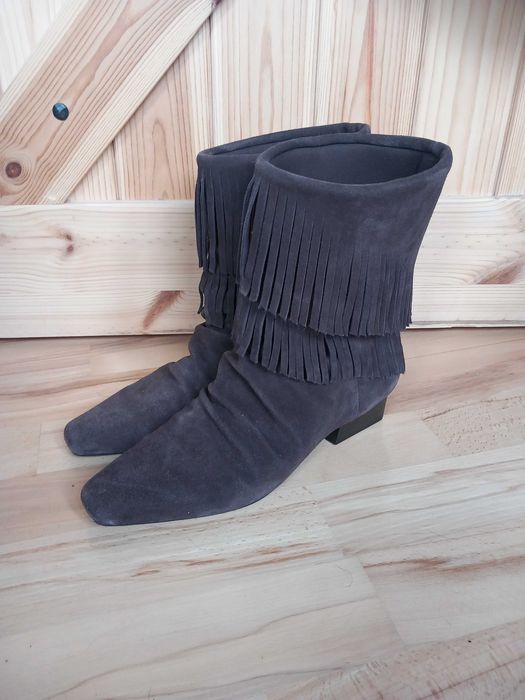 Buty botki frędzle kowbojki stradivarius 39