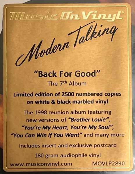 Modern Talking - Back For Good. The 7th Album - 1998. (2LP). Colour