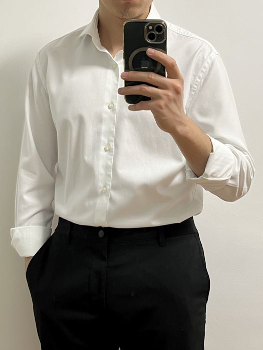 Hugo Boss slim fit рубашка белая мужская / Размер L