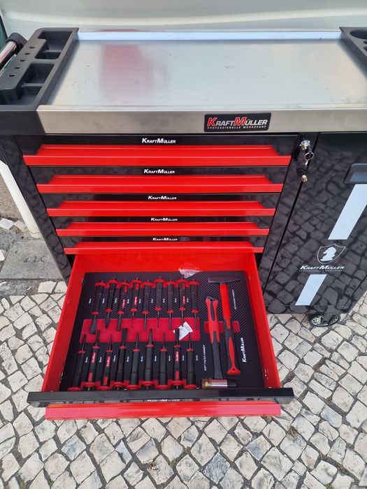 Carinho de ferramentas 7 gavetas cheias como ferramentas