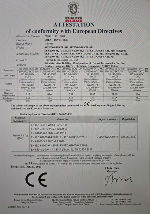 Inversor hibrido Huawei Sun2000 3KTL-M1 Trifásico com contador inteligente Smart Power Sensor