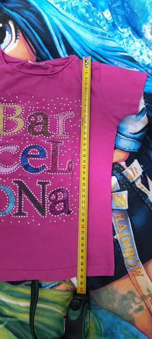 Koszulka dziewczęca z błyszczącą aplikacją, rozm. 104