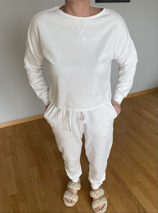 Anna Feld dres damski biały, kremowy S 100% bawełna