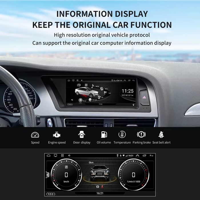 Ecrã 8.8" Android 10 e Apple CarPlay Octa-Core 4GB RAM Audi A4 A5 Q5