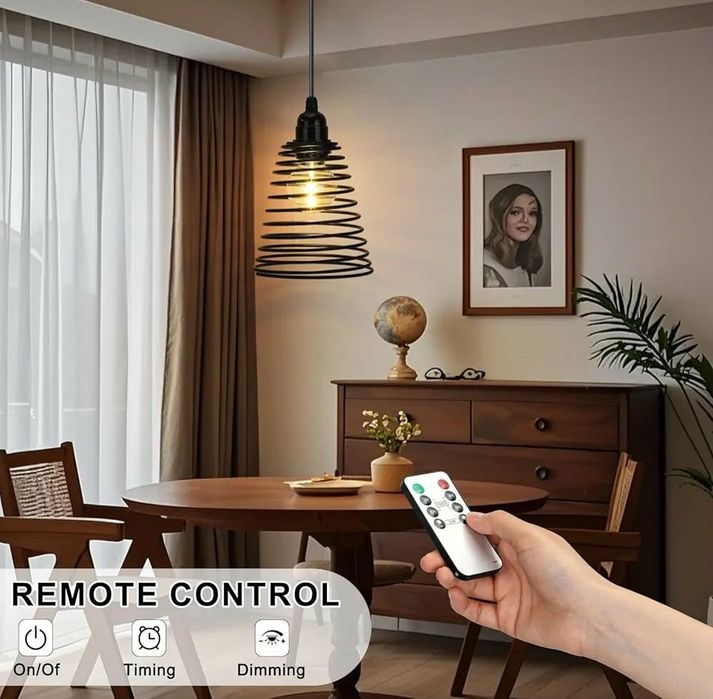 Zestaw 3 Lamp Wiszących na Baterie IP65 Pilot Timer Ogród Loft