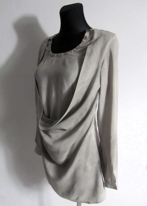 Szara długa koszula Cieniowana Ombre Hippie Boho Wiskoza 34 XS