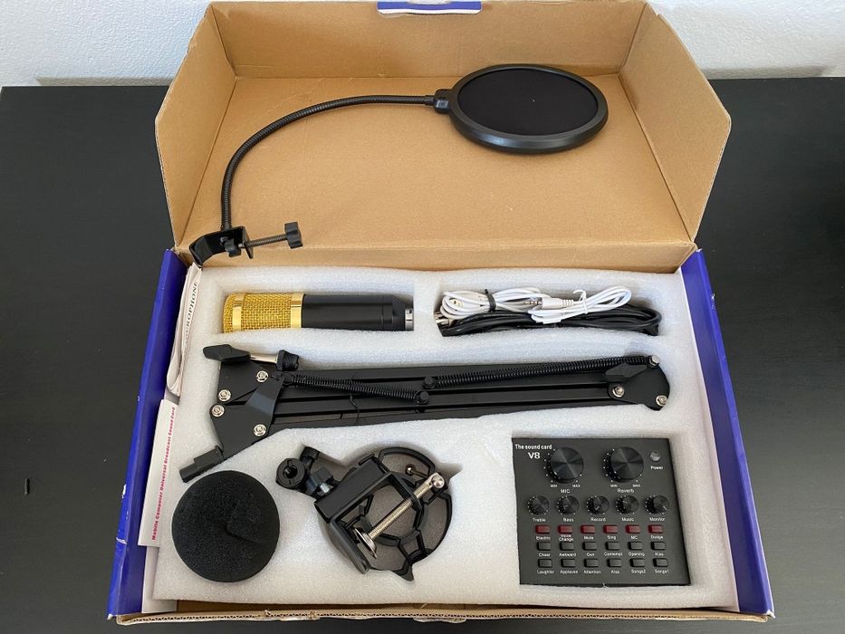 Kit Microfone BM800 e Soundcard V8