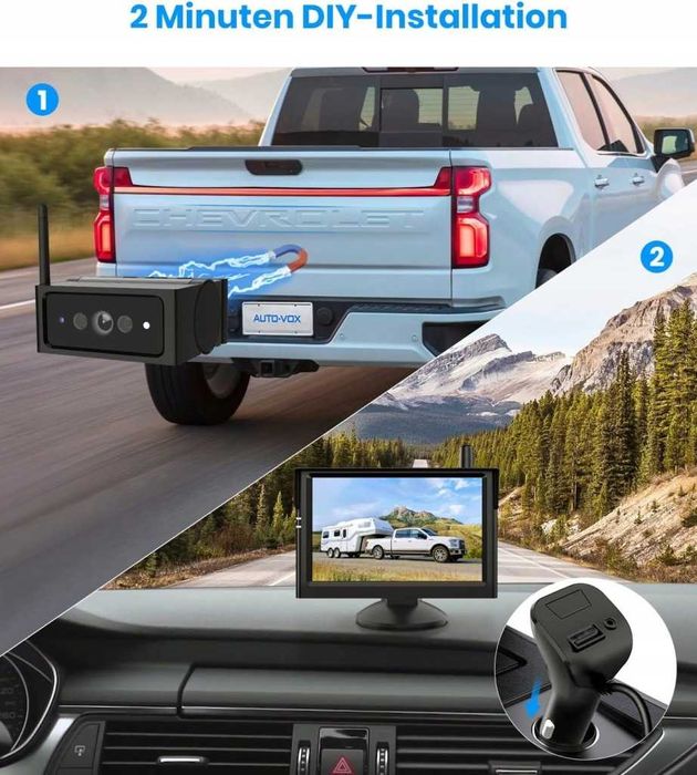 AUTO-VOX S4B bezprzewodowa kamera 5 cali cofania z magnetycznym uchwyt