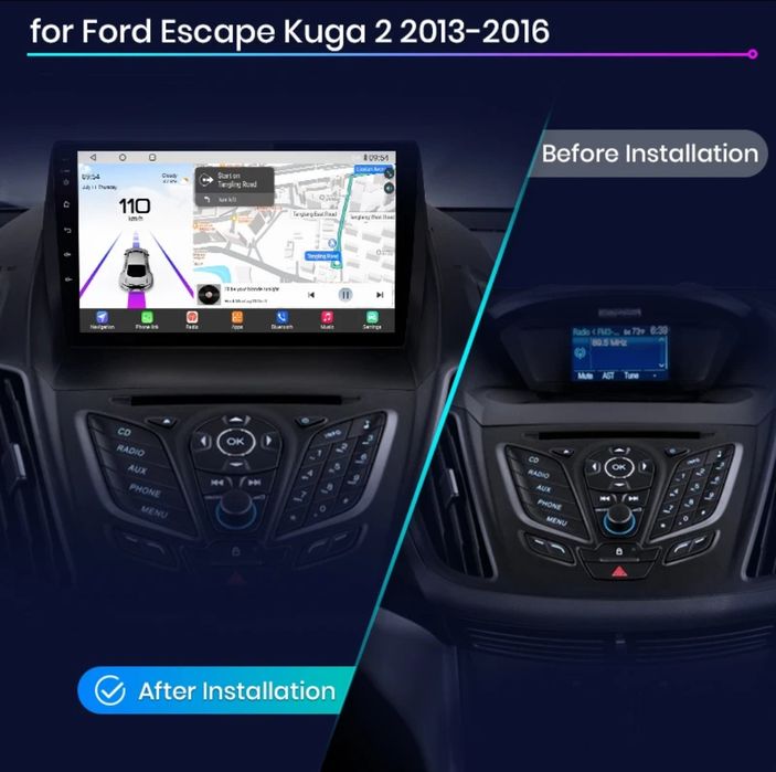 Rádio 9" android Ford Kuga & C-Max 2/32GB CARPLAY WIFI GPS Novo