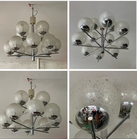 Space age 12-punktowy żyrandol Kaisers Leuchten. Lata 70-te