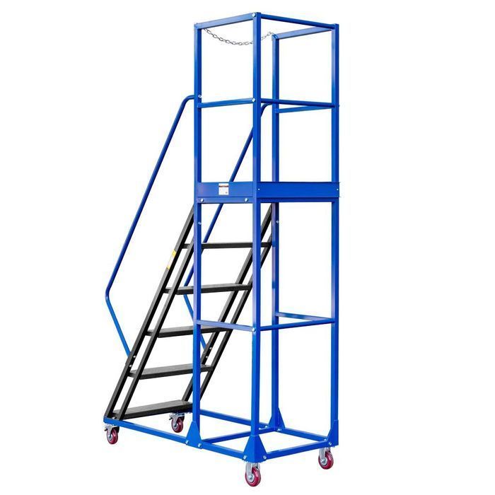 Drabina magazynowa przejezdna Mega-M STANDARD H-150 cm 6 stopni podest