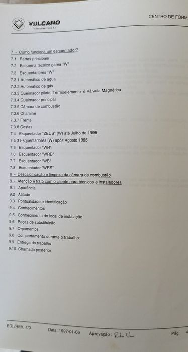 Vulcano Water Heater Technical Manuals64738898452482122