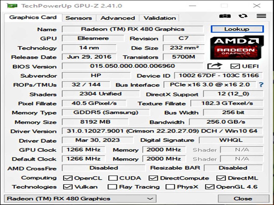 Radeon 8GB Rx 480 - Karta graficzna