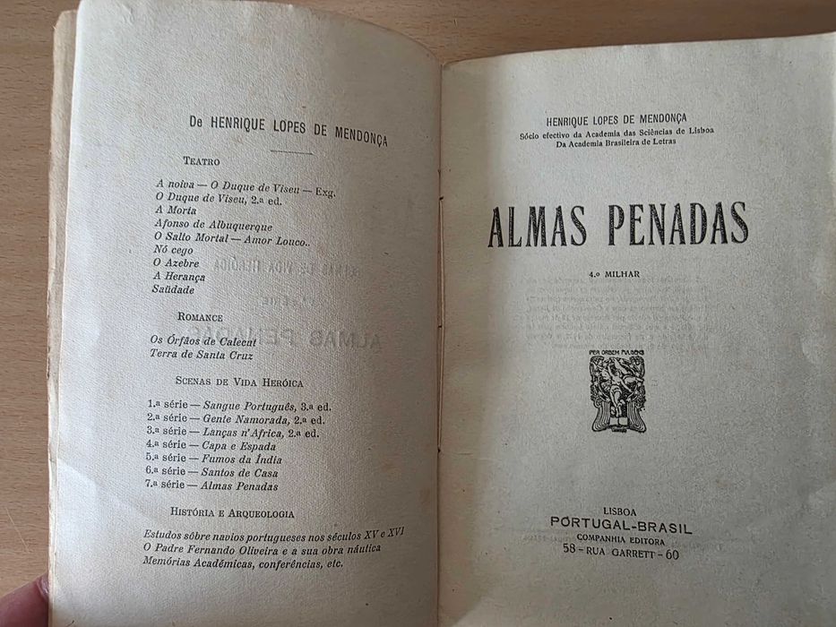 Livro "Almas Penadas" de Henrique Lopes de Mendonça