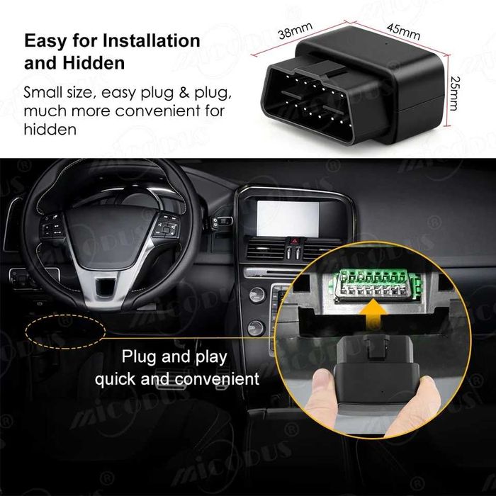 Podsłuch Mikrofon Lokalizator GPS Złącze OBD Micodus MV66