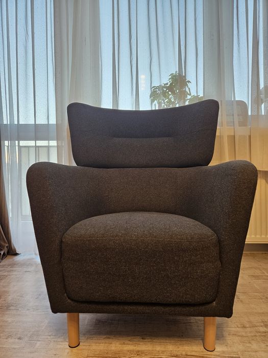 Fotel IKEA OSKARSHAMN. Fotel uszak, Gunnared czarnoszary