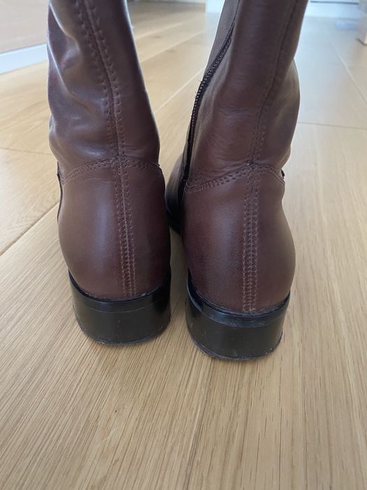 Skórzane, brązowe kozaki Lasocki, rozmiar 36