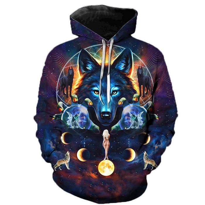 Męska Bluza z Kapturem WILK, Motyw Wilka i Fantasy Nadruk 3D - 5XL