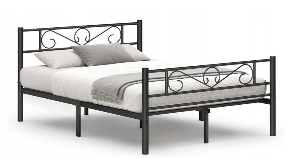 Łóżko 2-Osobowe, Metalowe  190 X 140 Cm Vasagle Rmb063B01